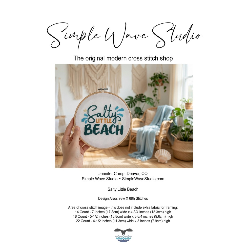 Salty Little Beach Ocean Coastal Word Art Counted Cross Stitch Kit